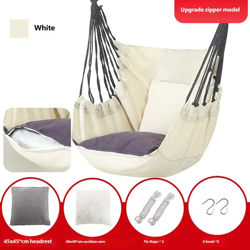 Kids Outdoor Swing Chair - Canvas Hammock Swing Chair with Pillow