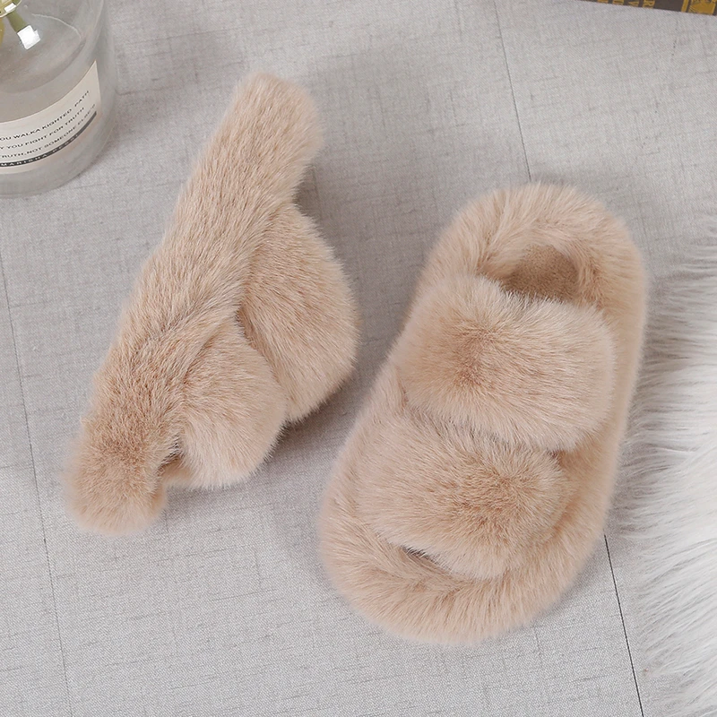 Kids Indoor Outdoor Slippers - Girls Winter Fur Slippers Classic Simple