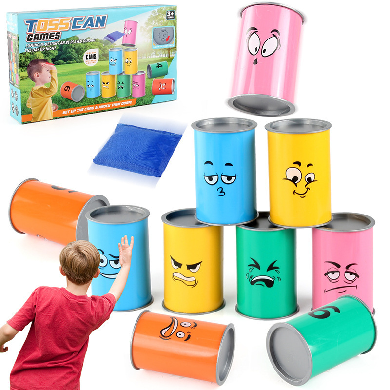 Kids Indoor Outdoor Games - Children's Can Throwing Knockdown Game Set