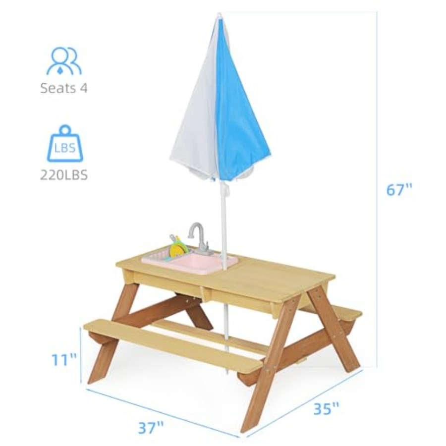 Outdoor kids picnic table with - огляд і ціна Kids Outdoor Umbrella For Table