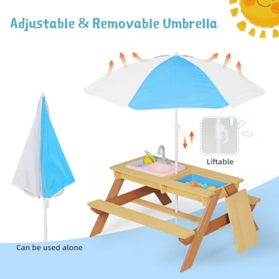 Outdoor kids picnic table with - огляд і ціна Kids Outdoor Umbrella For Table