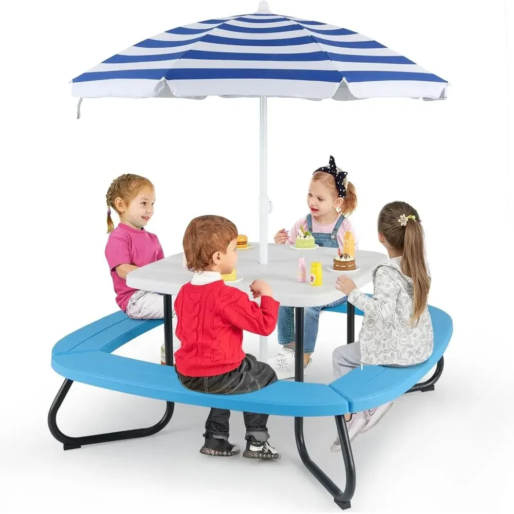 8-Person Kids Picnic Table wit - огляд і ціна Kids Outdoor Umbrella For Table
