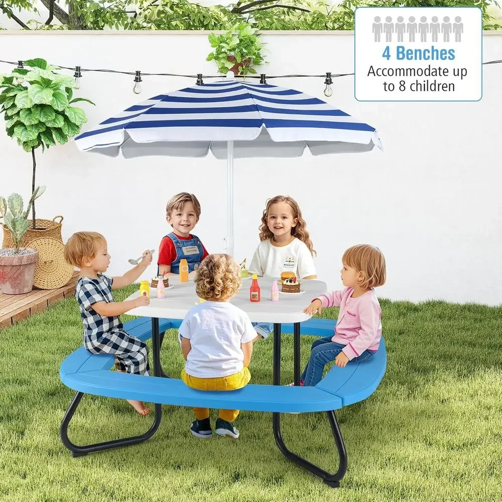 8-Person Kids Picnic Table wit - огляд і ціна Kids Outdoor Umbrella For Table