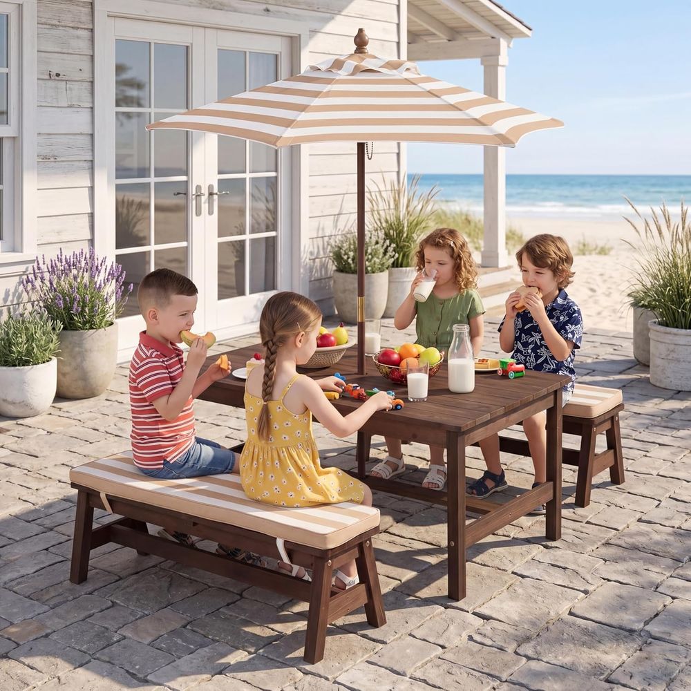 Kids Picnic Table, Large 42“x  - огляд і ціна Kids Outdoor Umbrella For Table