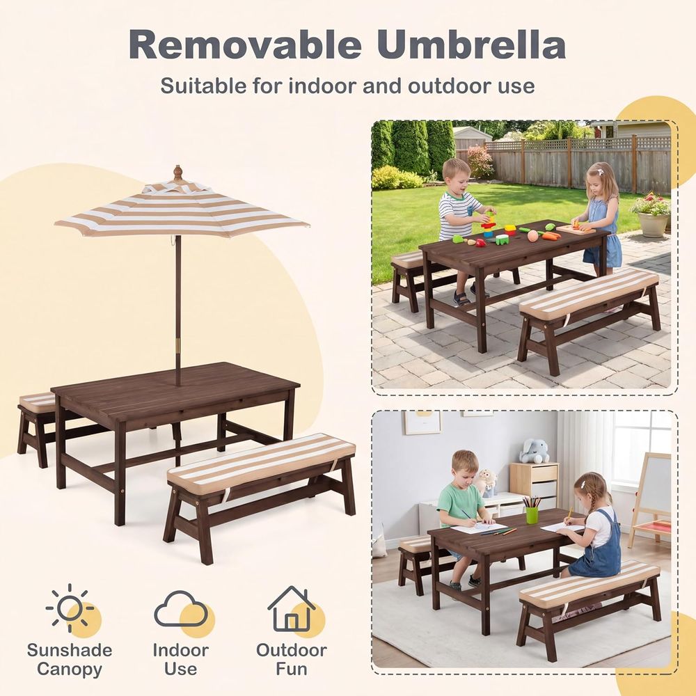 Kids Picnic Table, Large 42“x  - огляд і ціна Kids Outdoor Umbrella For Table