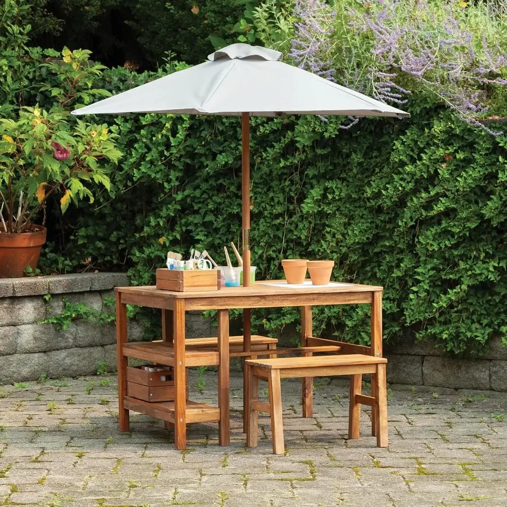 Kids Outdoor Crat Table, Bench - огляд і ціна Kids Outdoor Umbrella For Table