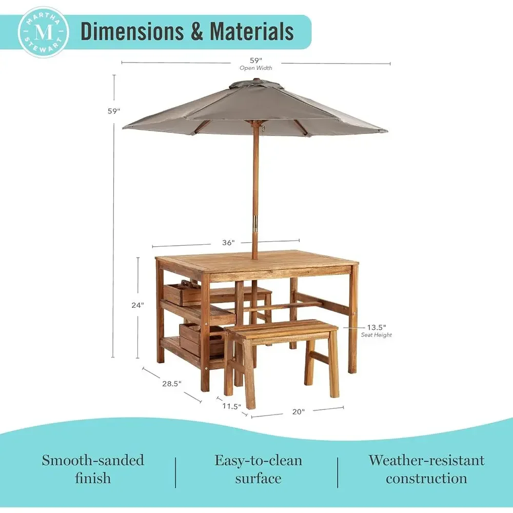 Kids Outdoor Crat Table, Bench - огляд і ціна Kids Outdoor Umbrella For Table