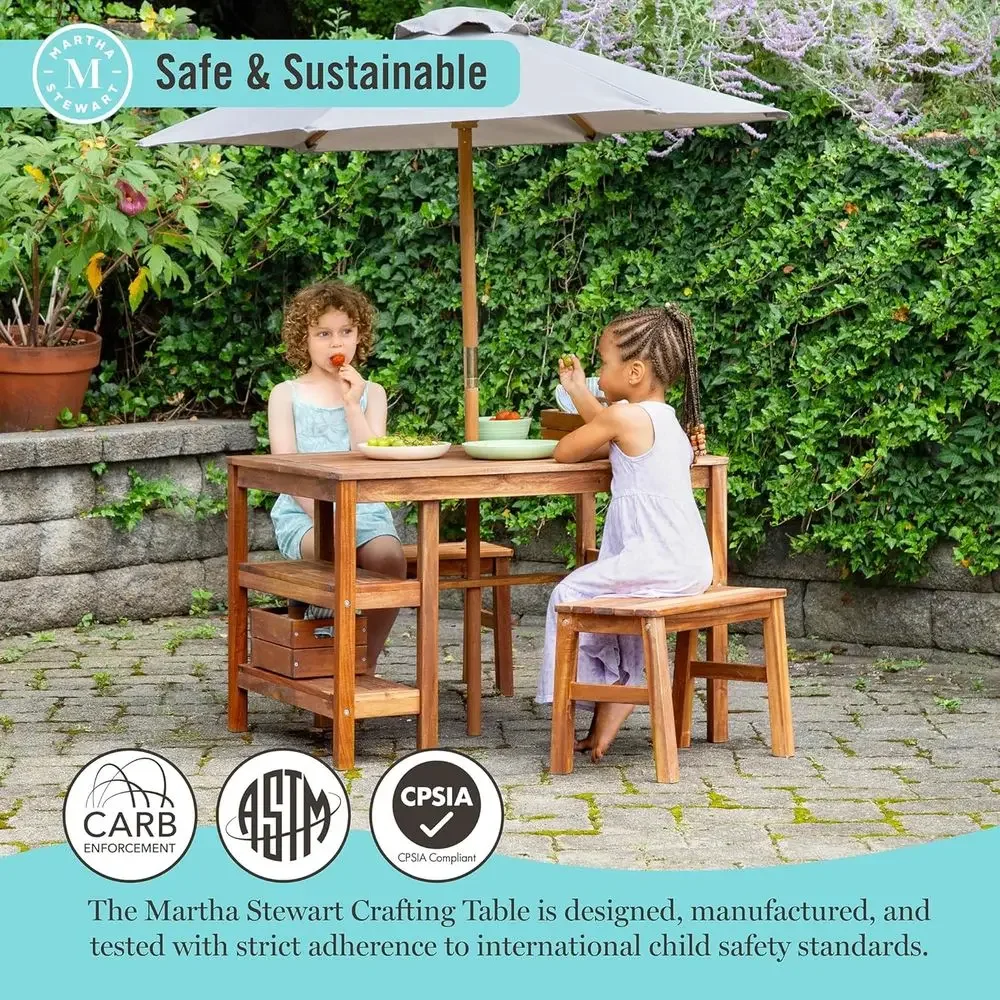 Kids Outdoor Crat Table, Bench - огляд і ціна Kids Outdoor Umbrella For Table