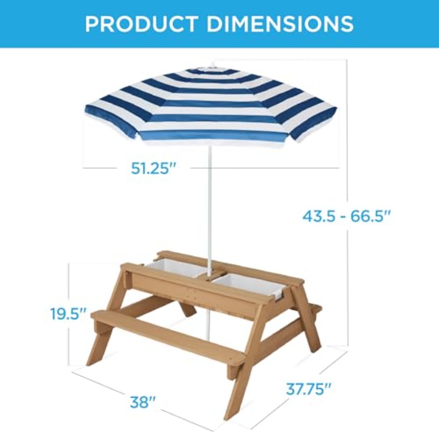 Outdoor kids picnic table with - огляд і ціна Kids Outdoor Umbrella For Table