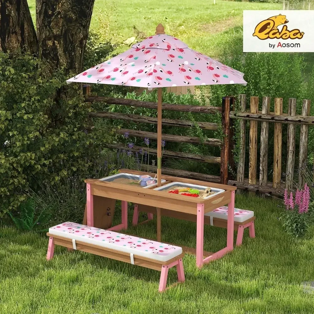 Wooden Picnic Table Set with U - огляд і ціна Kids Outdoor Umbrella For Table
