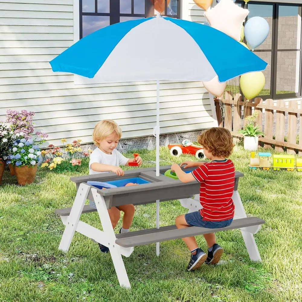 Convertible 3-in-1 Wooden Picn - огляд і ціна Kids Outdoor Umbrella For Table