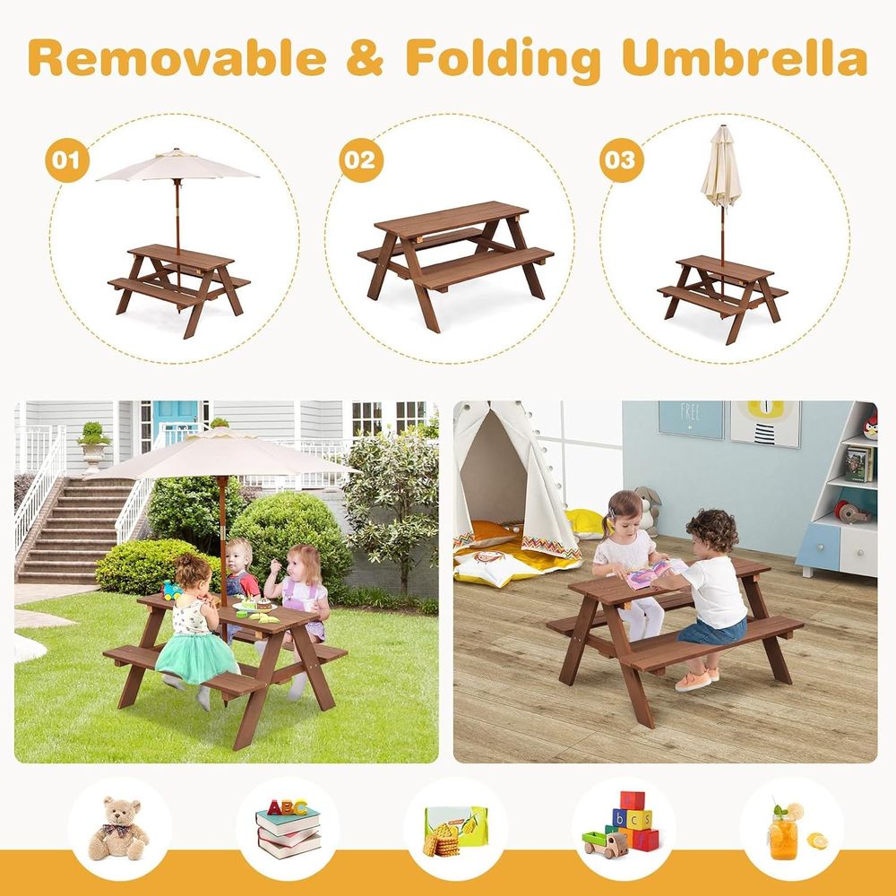 Durable Wooden Kids Picnic Tab - огляд і ціна Kids Outdoor Umbrella For Table