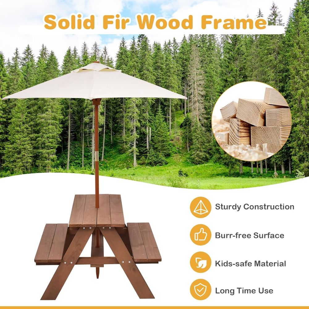 Durable Wooden Kids Picnic Tab - огляд і ціна Kids Outdoor Umbrella For Table
