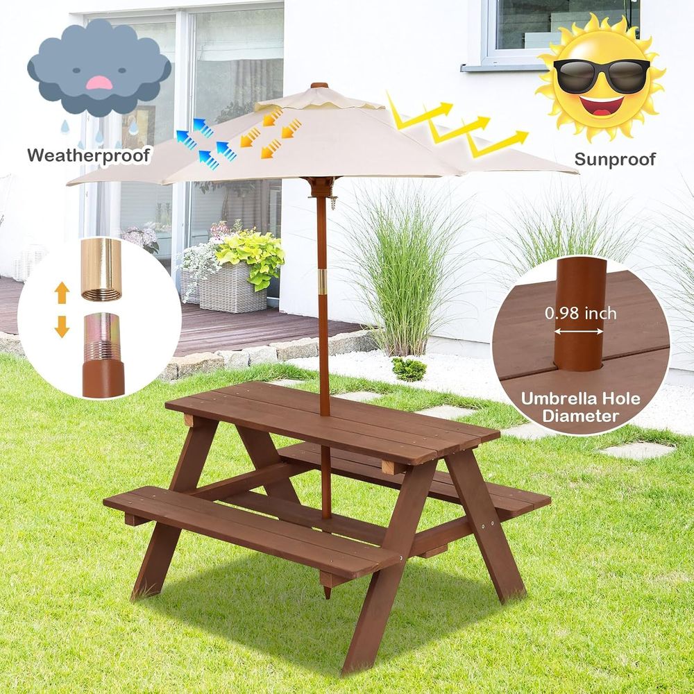 Durable Wooden Kids Picnic Tab - огляд і ціна Kids Outdoor Umbrella For Table