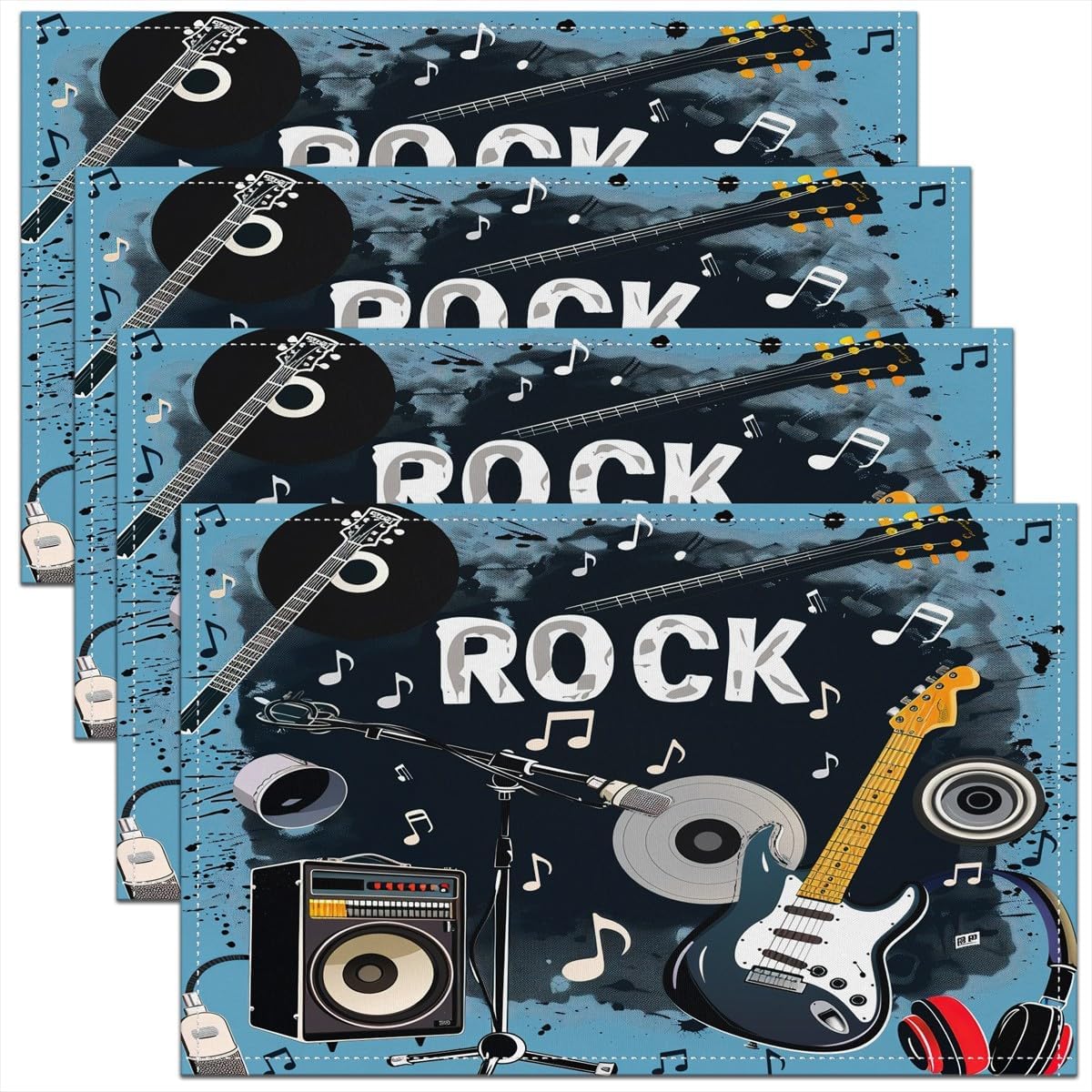 Rock Music Placemats Set of 4  - огляд і ціна Kids Outdoor Table