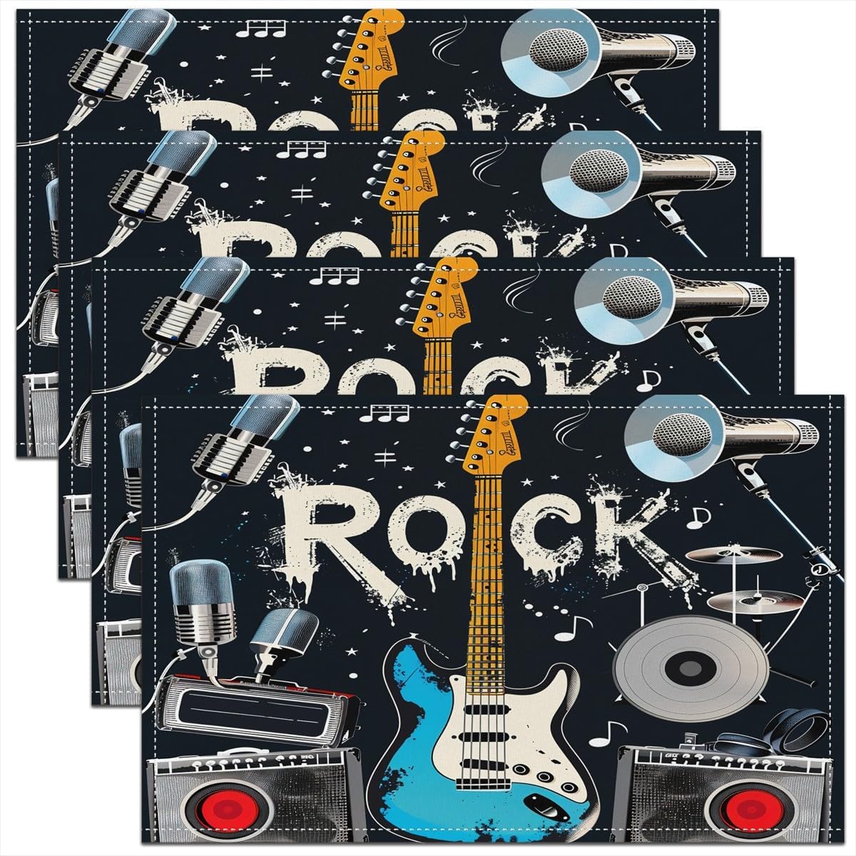 Rock Music Placemats Set of 4  - огляд і ціна Kids Outdoor Table