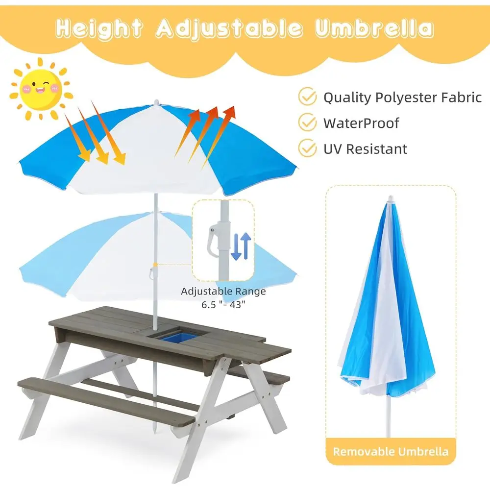 Convertible 3-in-1 Wooden Picn - огляд і ціна Kids Outdoor Umbrella For Table