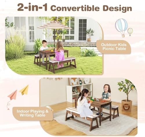 Kids Picnic Table, Outdoor Woo - огляд і ціна Kids Outdoor Umbrella For Table