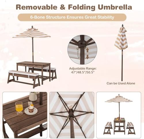 Kids Picnic Table, Outdoor Woo - огляд і ціна Kids Outdoor Umbrella For Table