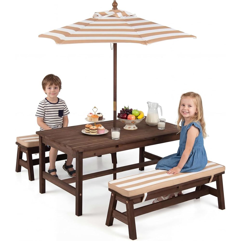 Kids Picnic Table, ir Wood Tod - огляд і ціна Kids Outdoor Umbrella For Table