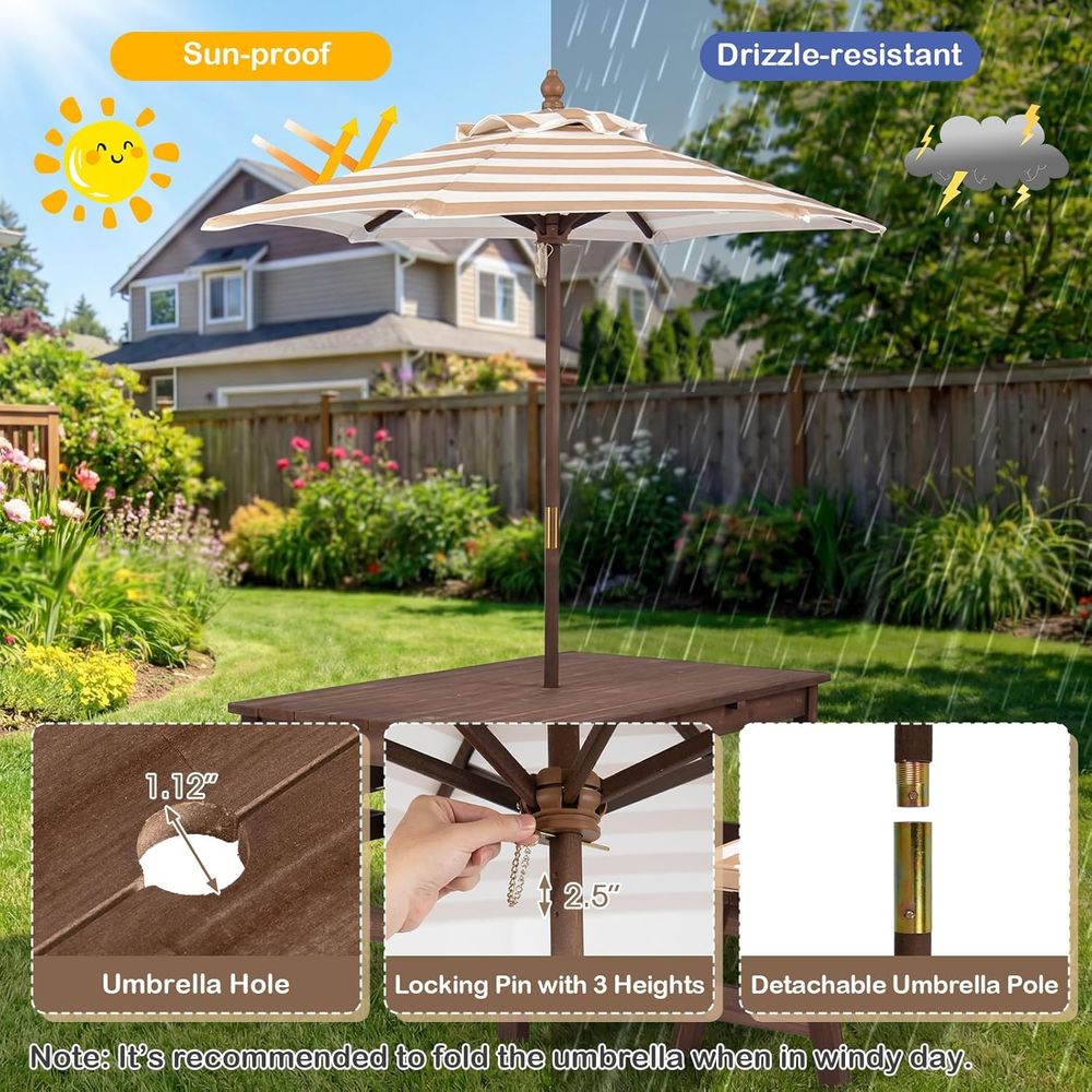 Kids Picnic Table, ir Wood Tod - огляд і ціна Kids Outdoor Umbrella For Table