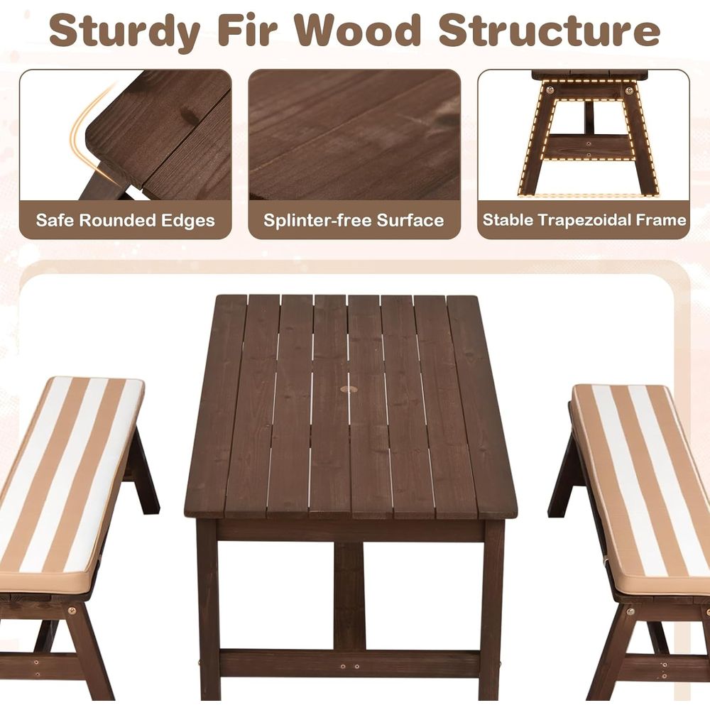 Kids Picnic Table, ir Wood Tod - огляд і ціна Kids Outdoor Umbrella For Table