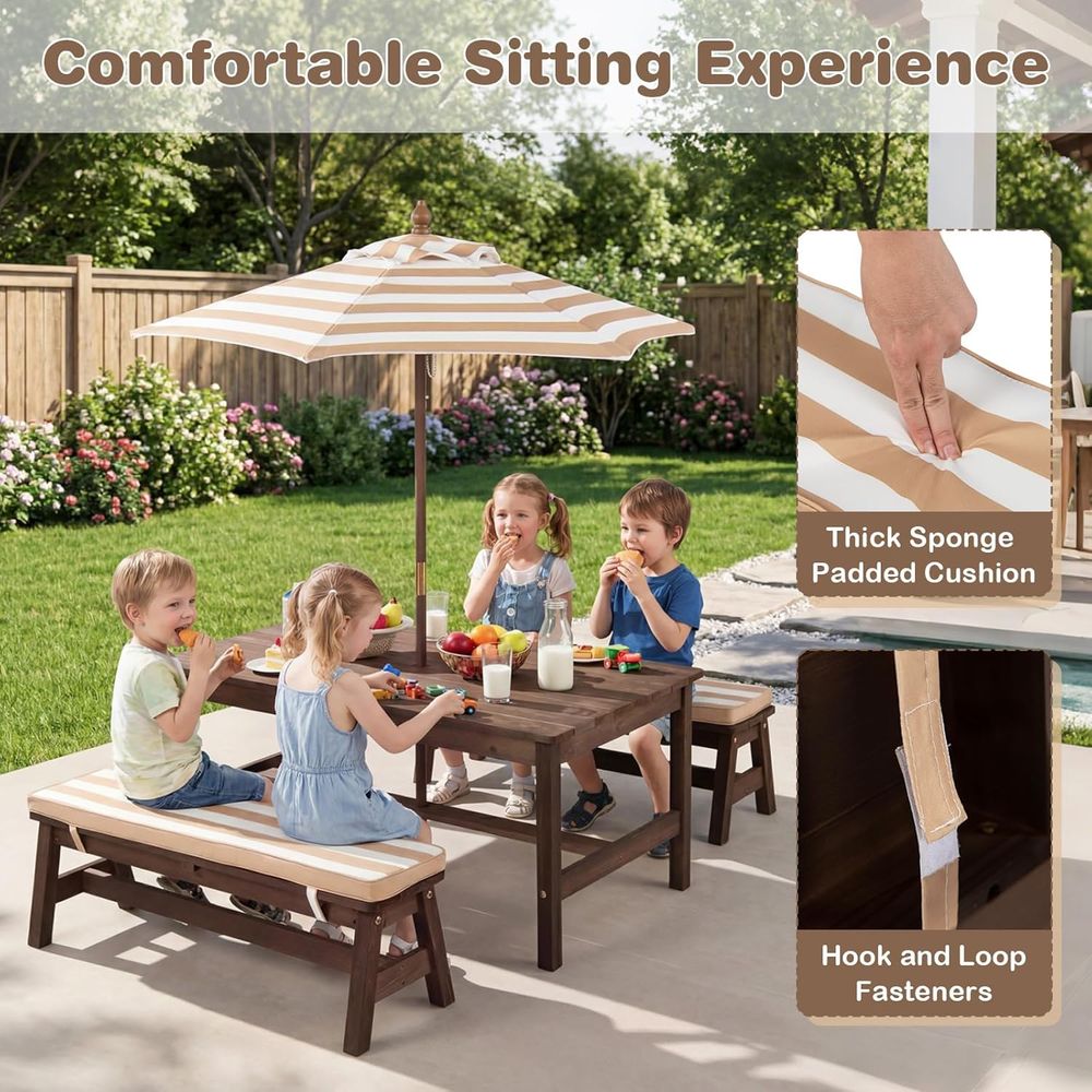 Kids Picnic Table, ir Wood Tod - огляд і ціна Kids Outdoor Umbrella For Table