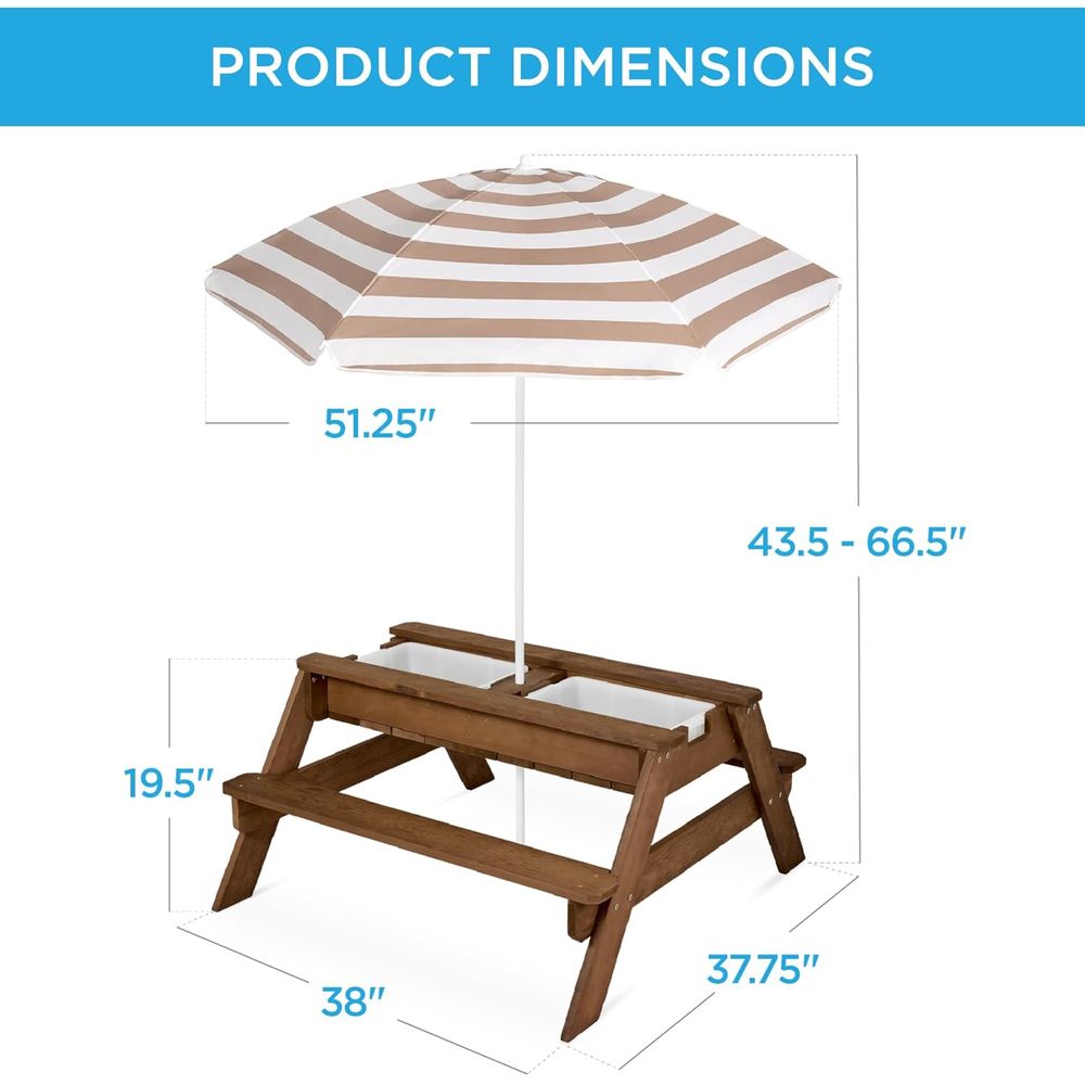 Kids Picnic Table with Umbrell - огляд і ціна Kids Outdoor Umbrella For Table