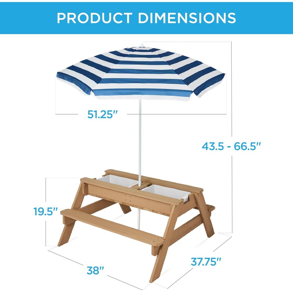 Kids Picnic Table with Umbrell - огляд і ціна Kids Outdoor Umbrella For Table